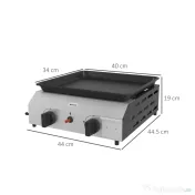Outsunny Planșă Gratar pe Gaz cu 2 Arzătoare din Oțel Inoxidabil, Gratar Portabil pe Gaz cu Blat Antiaderent, 44x44,5x19 cm, Negru | Aosom Romania 
