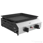 Outsunny Plită de grătar pe gaz cu 2 arzătoare, suprafață antiaderentă și putere de 4,8 kW, argintiu