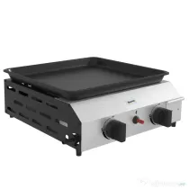Outsunny Plită de grătar pe gaz cu 2 arzătoare, suprafață antiaderentă și putere de 4,8 kW, argintiu