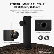 Outsunny Bază pentru Umbrelă de Grădină Rotundă cu 4 Roți și Frâne, Ø52x41 cm, Bronz | Aosom Romania 