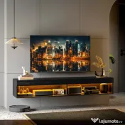 HOMCOM Dulap TV suspendat pentru televizoare de până la 75" cu lumini LED în 16 culori și telecomandă, 180x40x30 cm, negru