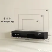 HOMCOM Dulap TV suspendat pentru televizoare de până la 75" cu lumini LED în 16 culori și telecomandă, 180x40x30 cm, negru