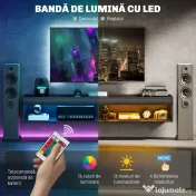 HOMCOM Dulap TV suspendat pentru televizoare de până la 75" cu lumini LED în 16 culori și telecomandă, 180x40x30 cm, negru