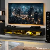 HOMCOM Dulap TV suspendat pentru televizoare de până la 75" cu lumini LED în 16 culori și telecomandă, 180x40x30 cm, negru