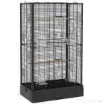 PawHut Cușcă pentru Păsări cu Tavă Detașabilă și Jucării, Volieră pentru Papagali, 61x36.5x98cm, Negru | Aosom Romania