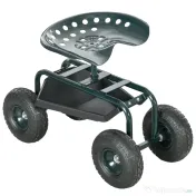 Outsunny Cărucior de grădină cu scaun reglabil și tavă inferioară, din oțel și PP, 83x36.5x45-60 cm, verde închis 