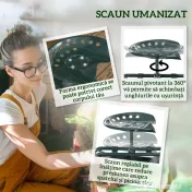 Outsunny Cărucior de grădină cu scaun reglabil și tavă inferioară, din oțel și PP, 83x36.5x45-60 cm, verde închis 
