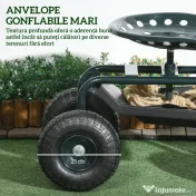 Outsunny Cărucior de grădină cu scaun reglabil și tavă inferioară, din oțel și PP, 83x36.5x45-60 cm, verde închis 