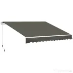 Outsunny Copertină Retractabilă de Exterior cu Brațe și Deschidere Manuală, 350x250 cm, Gri