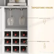 HOMCOM Dulap de Bucătărie cu Depozit de Vinuri, Bufet cu Cabină, Blat cu Microunde, Sertar, Poliță, Uși din Sticlă, 100x38x172 cm, Alb | Aosom Romania 
