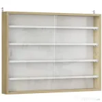 HOMCOM Vitrină de Colecție cu 4 Rafturi Reglabile din Lemn și Uși din Sticlă, 80x9,5x60 cm, Alb și Lemn