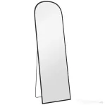 HOMCOM Oglindă de podea și perete modernă din aliaj de aluminiu cu suport pliabil, 50x161,5cm, negru