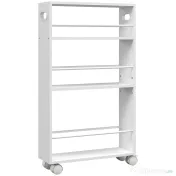 HOMCOM Cărucior de Bucătărie cu 3 Nivele, Bare Laterale, 4 Roți și 2 Frâne, 45x15x80 cm, Alb | Aosom Romania