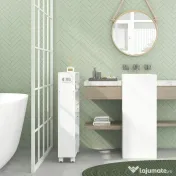 HOMCOM Cărucior de Bucătărie cu 3 Nivele, Bare Laterale, 4 Roți și 2 Frâne, 45x15x80 cm, Alb | Aosom Romania