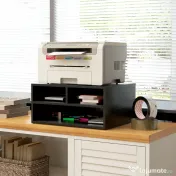 HOMCOM Cabinet pentru Imprimantă cu 2 Rafturi, Birou din Lemn și Cabinet de studiu cu Roți, 47x40x22.5 cm, Negru | Aosom Romania 