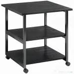 HOMCOM Dulap mobil pentru imprimantă cu 3 rafturi și 4 roți, lemn și oțel, 50x50x52,5cm, negru