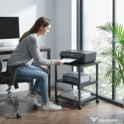 HOMCOM Suport Imprimantă cu Raft de Depozitare, 50x50x52.5 cm, Alb | Aosom Romania 