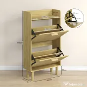 HOMCOM Dulap pentru Pantofi Slim pentru Hol, cu 2 Sertare Rabatabile, Rafturi Reglabile și Blat Superior, Stejar | Aosom Romania 