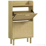HOMCOM Dulap pentru Pantofi Slim pentru Hol, cu 2 Sertare Rabatabile, Rafturi Reglabile și Blat Superior, Stejar