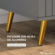 HOMCOM Comodă Modernă cu 4 Sertare, Unitate Sertar Depozitare cu Picioare din Aluminiu, 60x40x90 cm, Gri Închis 