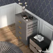 HOMCOM Comodă Modernă cu 4 Sertare, Unitate Sertar Depozitare cu Picioare din Aluminiu, 60x40x90 cm, Gri Închis 