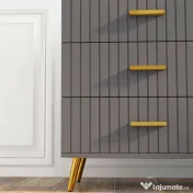 HOMCOM Comodă Modernă cu 4 Sertare, Unitate Sertar Depozitare cu Picioare din Aluminiu, 60x40x90 cm, Gri Închis 