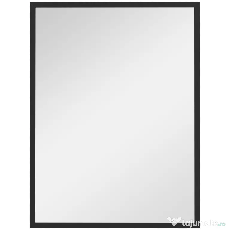 HOMCOM Oglindă de Perete Dreptunghiulară cu Agățători, din Sticlă și MDF, 60x80 cm, Neagră