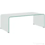 HOMCOM Masă Modernă din Sticlă Securizată pentru Living cu Design dintr-o Singură Piesă, 100x50x35 cm, Transparentă
