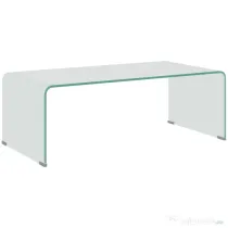 HOMCOM Măsuța de Cafea Monobloc Modernă pentru Living cu Picioare Antiderapante, Măsuță de Cafea din Sticlă Securizată, 100x50x35 cm, Transparentă