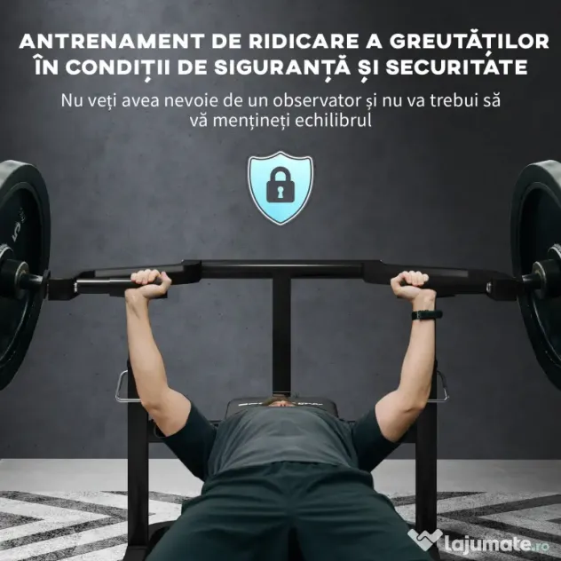 SPORTNOW Bancă pentru Ridicat Greutăți Reglabilă pe Înălțime, Bancă Plată Multifuncțională, 150x150x60-85 cm, Negru | Aosom Romania