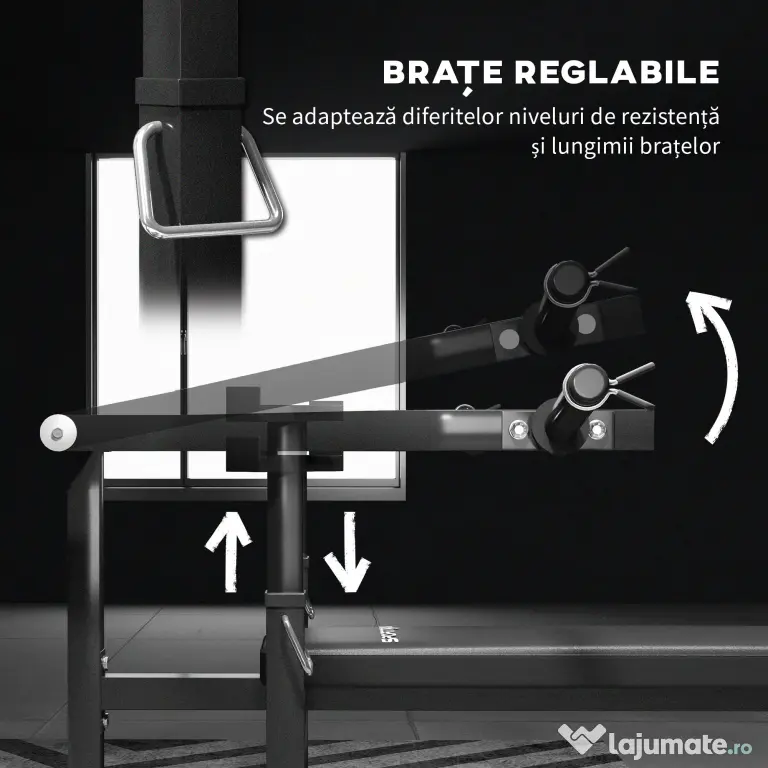 SPORTNOW Bancă pentru Ridicat Greutăți Reglabilă pe Înălțime, Bancă Plată Multifuncțională, 150x150x60-85 cm, Negru | Aosom Romania