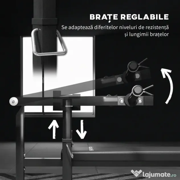 SPORTNOW Bancă pentru Ridicat Greutăți Reglabilă pe Înălțime, Bancă Plată Multifuncțională, 150x150x60-85 cm, Negru | Aosom Romania