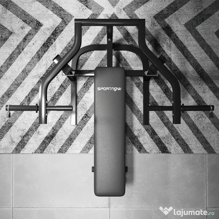 SPORTNOW Bancă pentru Ridicat Greutăți Reglabilă pe Înălțime, Bancă Plată Multifuncțională, 150x150x60-85 cm, Negru | Aosom Romania