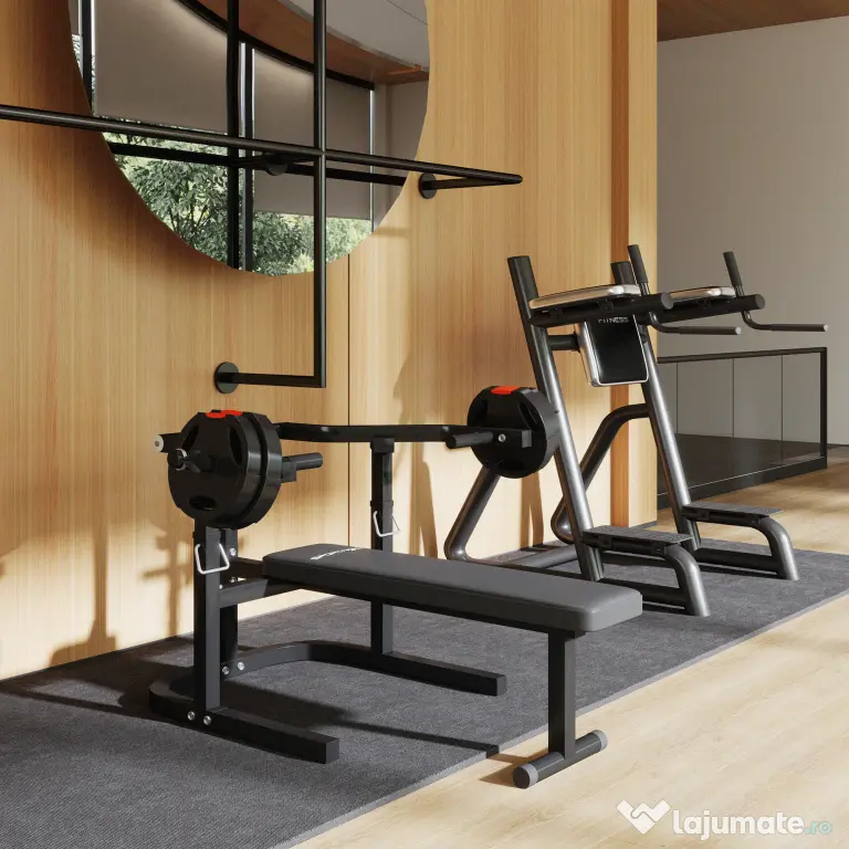 SPORTNOW Bancă pentru Ridicat Greutăți Reglabilă pe Înălțime, Bancă Plată Multifuncțională, 150x150x60-85 cm, Negru | Aosom Romania