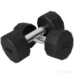 SPORTNOW Set de 2 Gantere de 12 kg din Metal și Cauciuc, Set Gantere Fitness cu Mâner Antiderapant, 26x14x14 cm, Negru