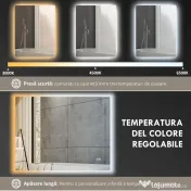 HOMCOM Oglindă de Baie LED cu Ramă, Anti-Abur, 3 Temperaturi de Culoare și Memorie, 80x60x4 cm, Transparent | Aosom Romania