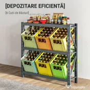 HOMCOM Raft Autoportant pentru Cutii cu 3 Niveluri, Raft pentru 6 Cutii cu Înălțime Reglabilă, 110x30x110 cm, Gri | Aosom Romania