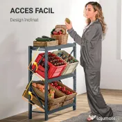 HOMCOM Raft Autoportant pentru Cutii cu 3 Niveluri, Raft pentru 6 Cutii cu Înălțime Reglabilă, 110x30x110 cm, Gri | Aosom Romania