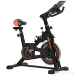 HOMCOM Bicicletă fitness pentru acasă cu volant de 8 kg și ecran LCD, din oțel și ABS, 103x53x100-114 cm, roșu și negru