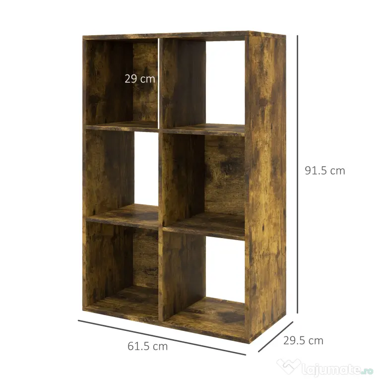 HOMCOM Bibliotecă Modernă Modulară cu 6 Compartimente din PAL, Maro | Aosom Romania
