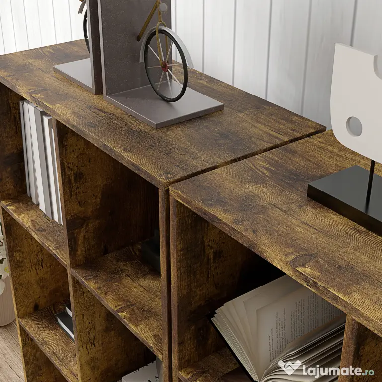 HOMCOM Bibliotecă Modernă Modulară cu 6 Compartimente din PAL, Maro | Aosom Romania