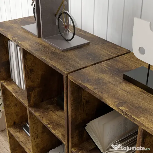 HOMCOM Bibliotecă Modernă Modulară cu 6 Compartimente din PAL, Maro | Aosom Romania