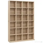 HOMCOM Dulap pentru CD-uri cu rafturi reglabile, capacitate 456 CD-uri sau 336 DVD-uri, 24 de compartimente, 89x20x130,5 cm, lemn