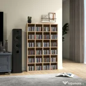 HOMCOM Dulap pentru CD-uri cu rafturi reglabile, capacitate 456 CD-uri sau 336 DVD-uri, 24 de compartimente, 89x20x130,5 cm, lemn