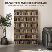 HOMCOM Dulap pentru CD-uri cu rafturi reglabile, capacitate 456 CD-uri sau 336 DVD-uri, 24 de compartimente, 89x20x130,5 cm, lemn