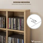 HOMCOM Dulap pentru CD-uri cu rafturi reglabile, capacitate 456 CD-uri sau 336 DVD-uri, 24 de compartimente, 89x20x130,5 cm, lemn