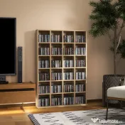 HOMCOM Dulap pentru CD-uri cu rafturi reglabile, capacitate 456 CD-uri sau 336 DVD-uri, 24 de compartimente, 89x20x130,5 cm, lemn