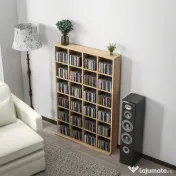 HOMCOM Dulap pentru CD-uri cu rafturi reglabile, capacitate 456 CD-uri sau 336 DVD-uri, 24 de compartimente, 89x20x130,5 cm, lemn