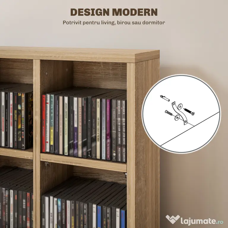 Homcom Mobila Biblioteca de Perete 24 Compartimente Inaltime Reglabila | Aosom Romania