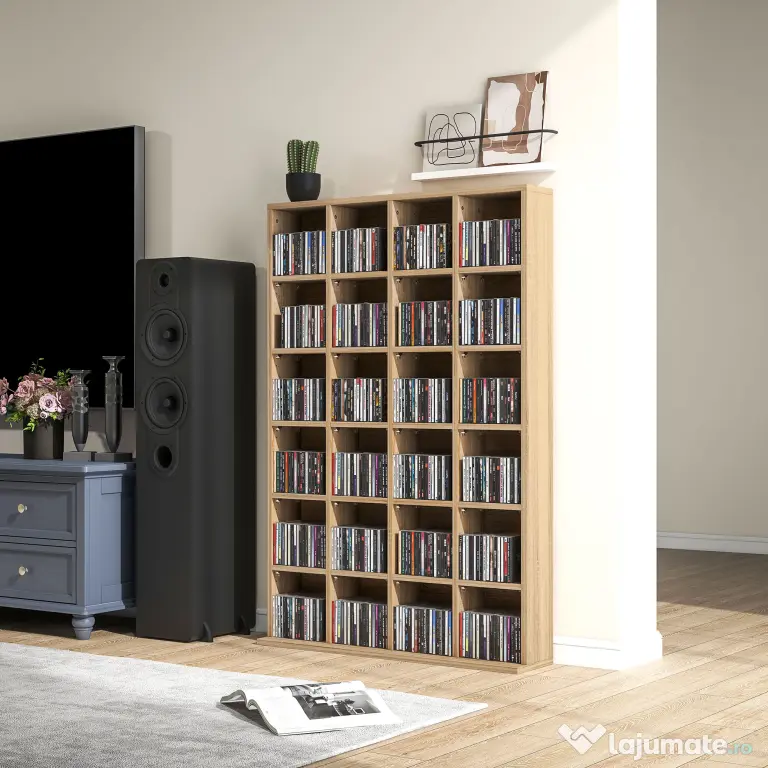 Homcom Mobila Biblioteca de Perete 24 Compartimente Inaltime Reglabila | Aosom Romania